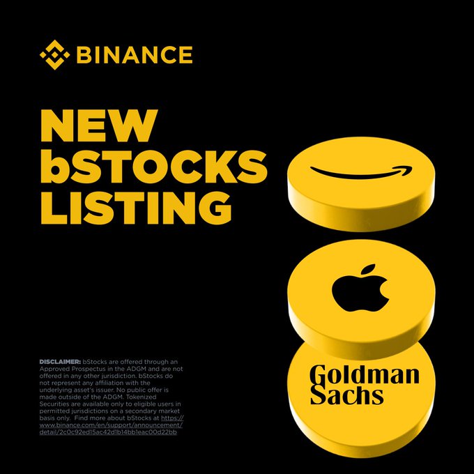Binance Adds 10 Tokenized Stock Pairs to Its bStocks Lineup