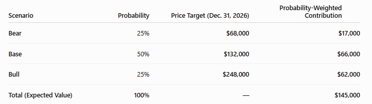 ChatGPT's Probability-Weighted Model Pegs Bitcoin at $145K by 2026 Year-End