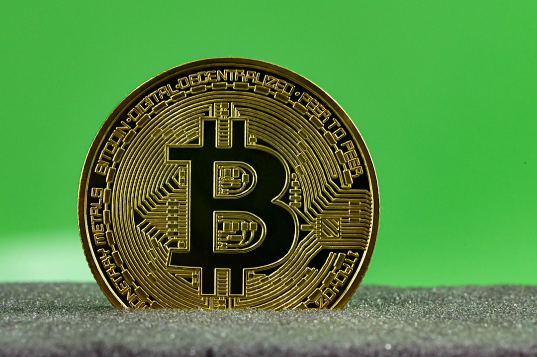 a bit coin sitting on top of a table