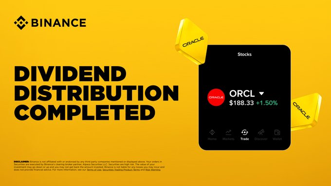 Binance Distributes ORCL Dividends to Binance Stocks Holders