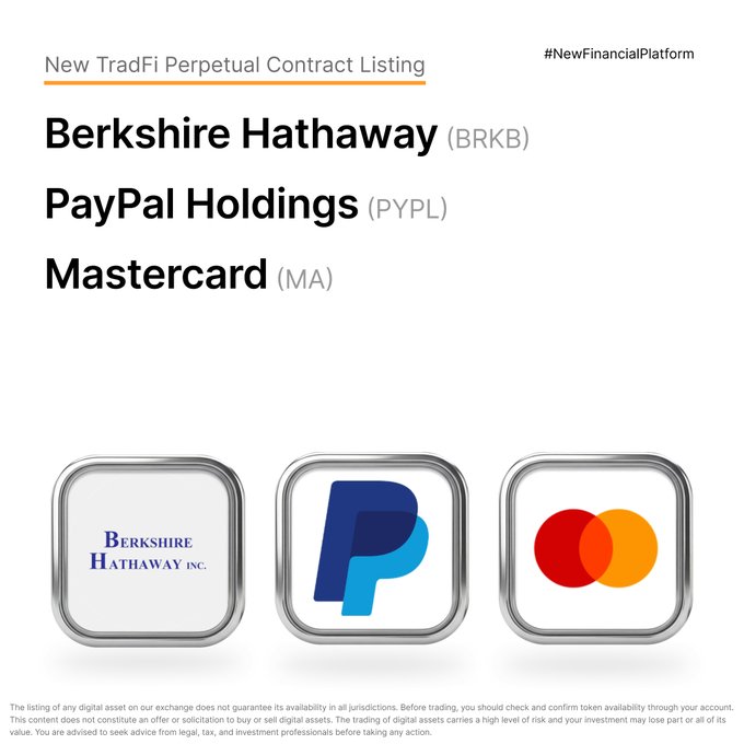 Bybit Lists Tokenized Berkshire, PayPal, Mastercard Perpetuals